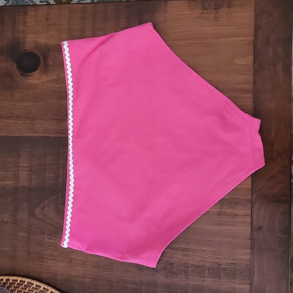 J. Crew High Waisted Bikini Bottom - Pink w/White Trim - S - Picture 4 of 5